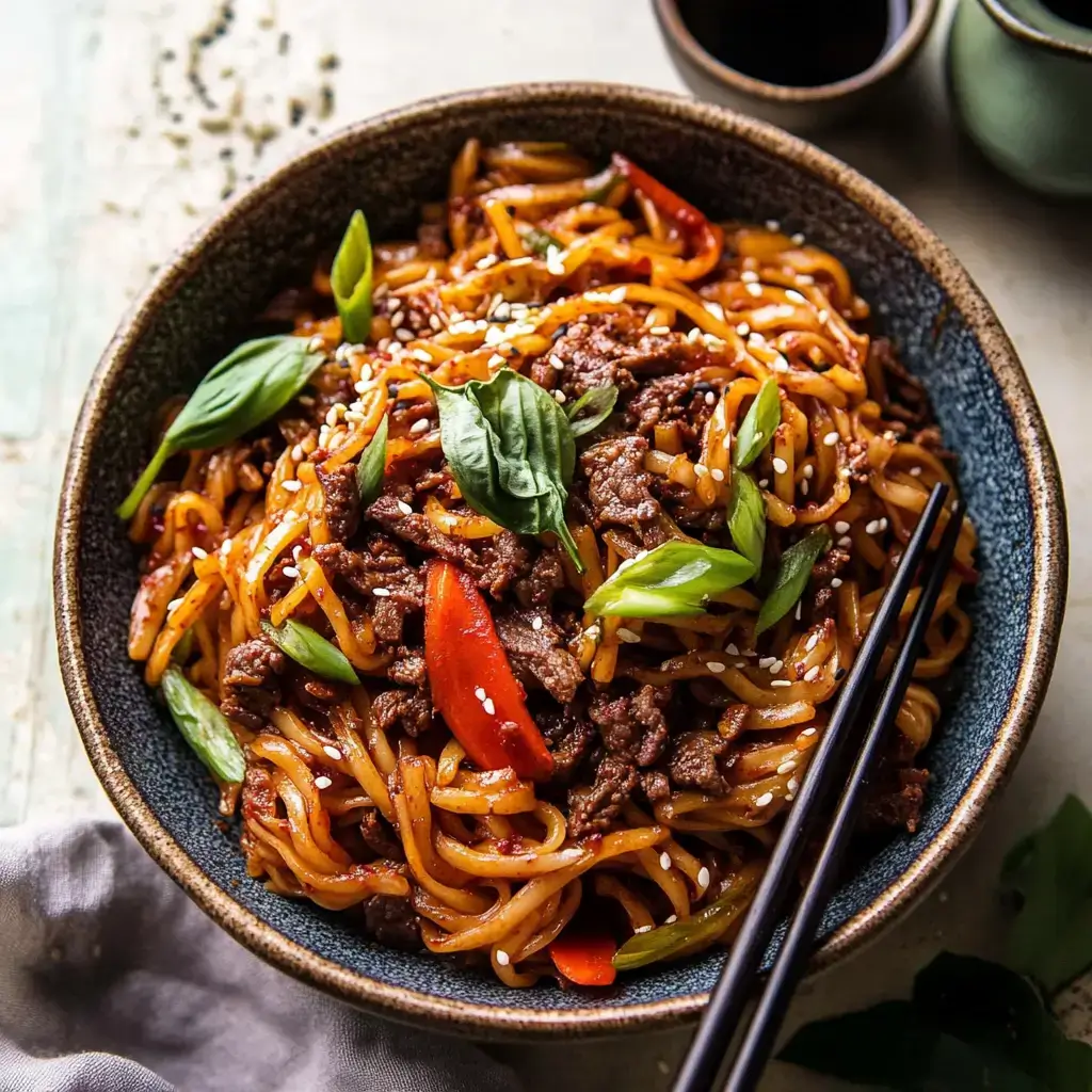 Korean Ground Beef Noodles